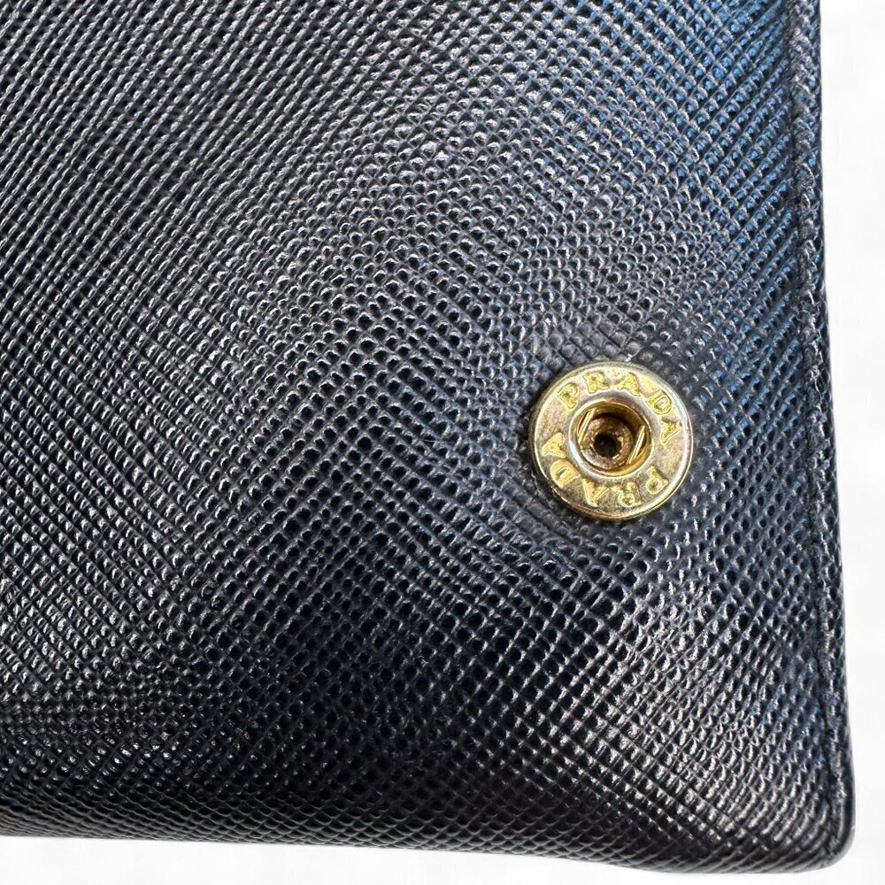 Prada Women's Long Saffiano Black Leather Bifold Ribbon Wallet - Picture 6 of 16